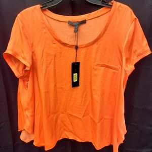 NWT $118 BCBG MaxAZRIA  Vermillion Fire Orange short sleeve blouse